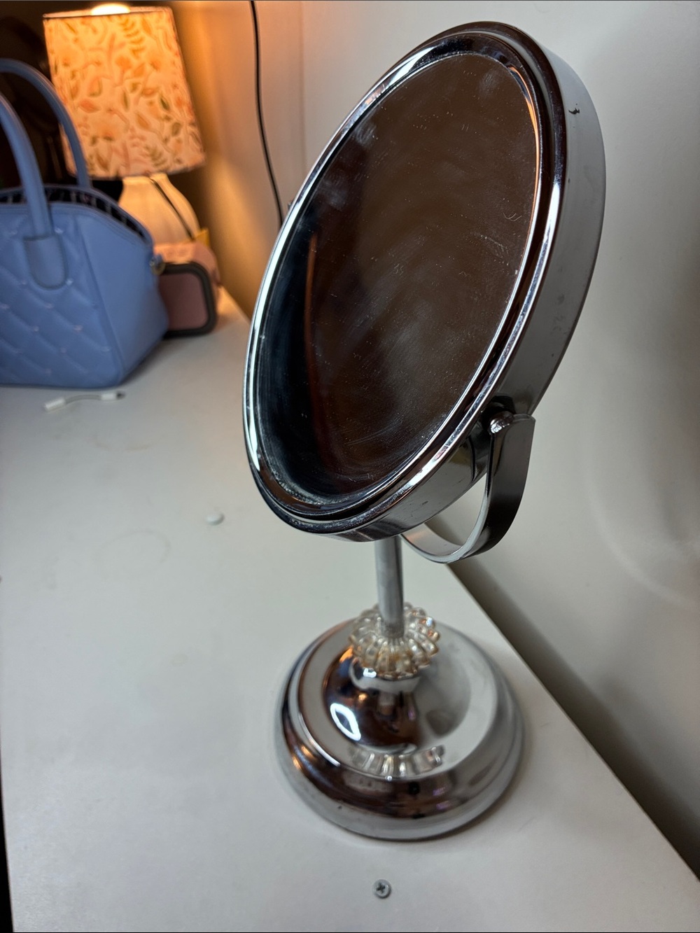Vintage Style Silver Round Vanity Mirror Chrome Makeup Mirror - Picture 8 of 11